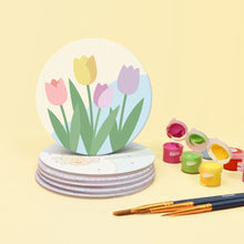 Charger l'image dans la galerie, Peinture par numéros Dessous de Verre 10cm (6 pièces) - Fleurs de printemps