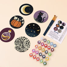 Charger l'image dans la galerie, Peinture par numéros Dessous de Verre 10cm (6 pièces) - Magie d’Halloween