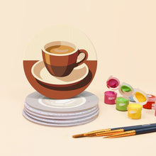 Charger l'image dans la galerie, Peinture par numéros Dessous de Verre 10cm (6 pièces) - Pause café