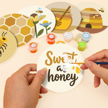 Charger l'image dans la galerie, Peinture par numéros Dessous de Verre 10cm (6 pièces) - Jardin d’abeilles