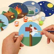 Charger l'image dans la galerie, Peinture par numéros Dessous de Verre 10cm (6 pièces) - Nuits de camping