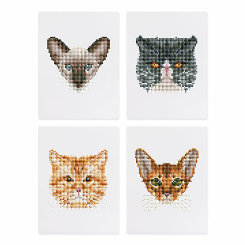 Mini Diamond Painting 15x20cm (4 pièces) - Amis Félins