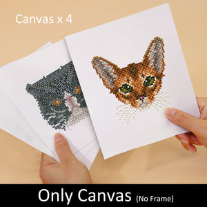 Mini Diamond Painting 15x20cm (4 pièces) - Amis Félins