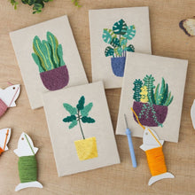 Charger l'image dans la galerie, Punch Needle Kit (4 pièces) avec cadres - Ambiance Plantes Ensoleillées