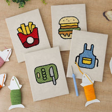 Charger l'image dans la galerie, Punch Needle Kit (4 pièces) avec cadres - Set Cuisine &amp; Snacks