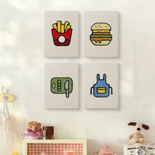 Charger l'image dans la galerie, Punch Needle Kit (4 pièces) avec cadres - Set Cuisine &amp; Snacks