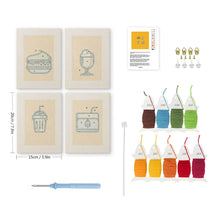 Charger l'image dans la galerie, Punch Needle Kit (4 pièces) avec cadres - Boissons &amp; Bouchées