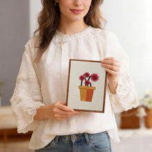 Charger l'image dans la galerie, Punch Needle Kit (4 pièces) avec cadres - Mini Pots Fleuris 3