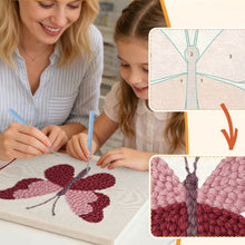 Charger l'image dans la galerie, Punch Needle Kit avec cadre - Papillon Rose