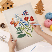 Charger l'image dans la galerie, Punch Needle Kit avec cadre - Papillon et Fleurs