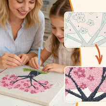 Charger l'image dans la galerie, Punch Needle Kit avec cadre - Cerisier avec Hiboux