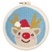 Charger l&#39;image dans la galerie, Punch Needle Tête de Renne et Bonnet de Noël