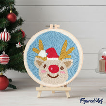 Charger l&#39;image dans la galerie, Punch Needle Tête de Renne et Bonnet de Noël