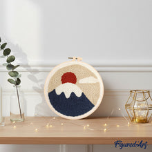 Charger l&#39;image dans la galerie, Punch Needle Lever du soleil sur Mont Fuji