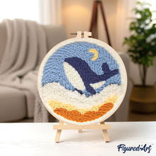 Charger l&#39;image dans la galerie, Punch Needle Jolie Baleine Bleue et Lune