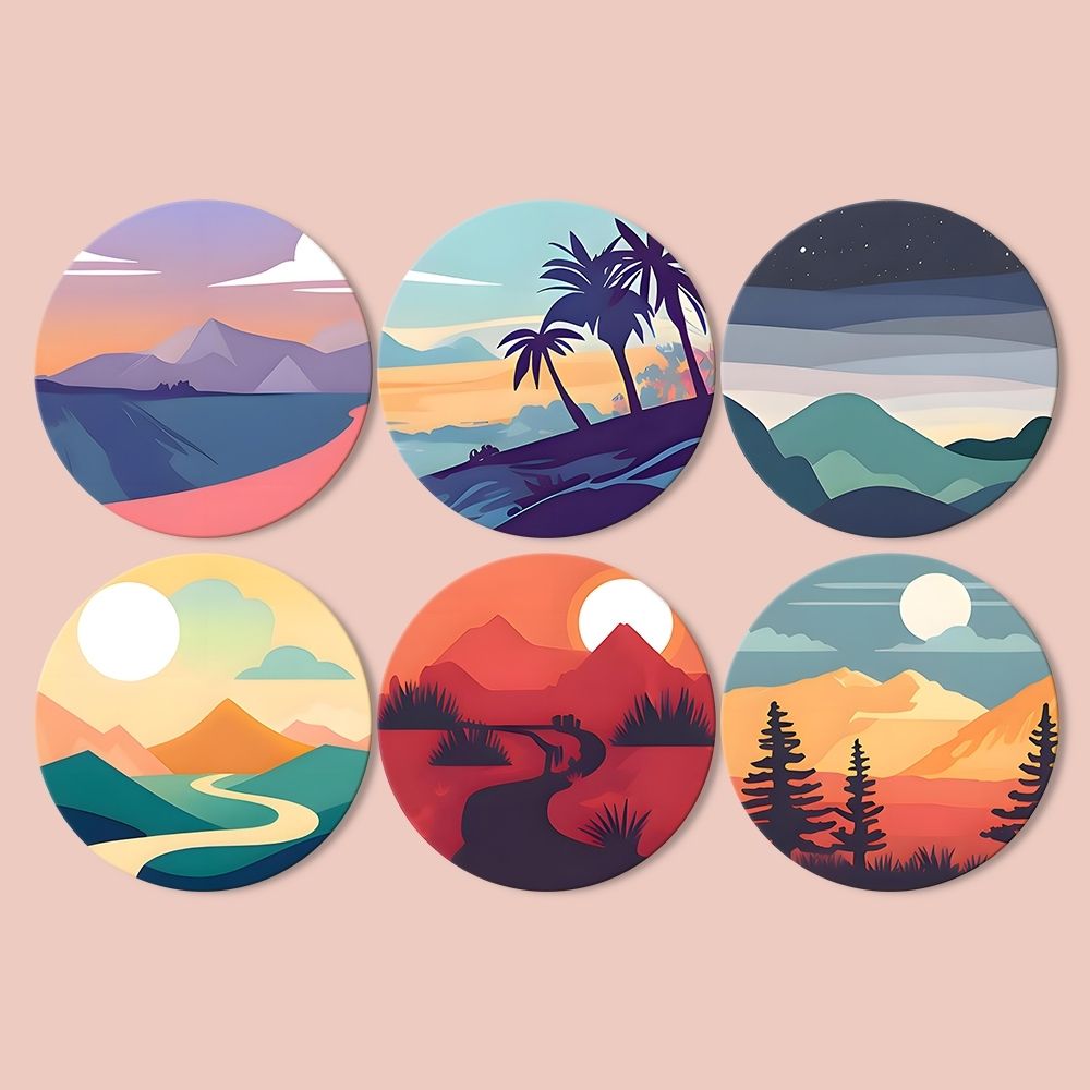 Peinture par numéros Sets de Table 20 cm (6 pièces) - Vue sur la Nature