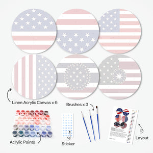 Peinture par numéros Sets de Table 20 cm (6 pièces) - Drapeau Américain