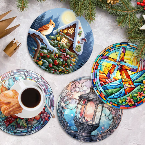 Peinture par numéros Sets de Table 20 cm (4 pièces) - Vacances et Nature