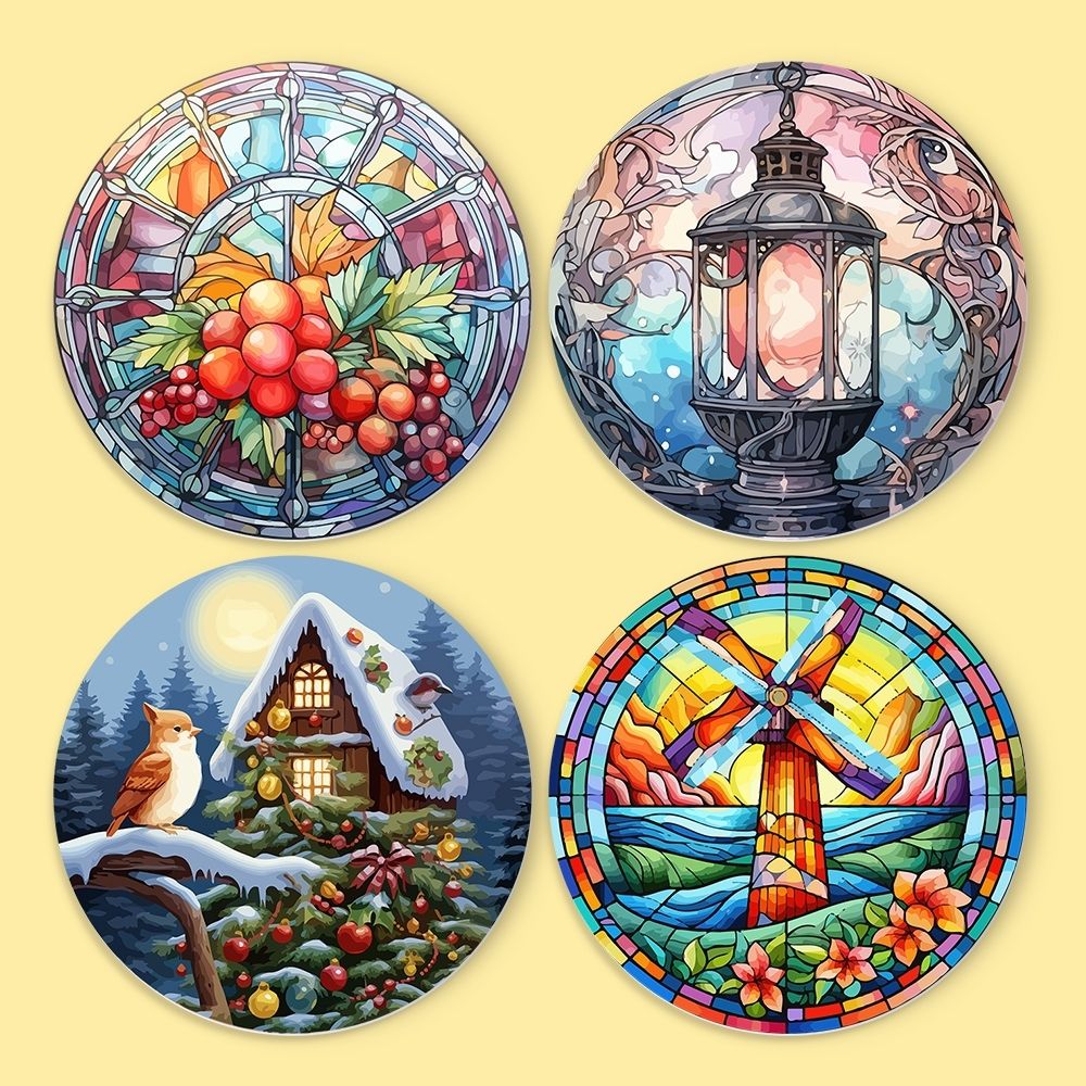 Peinture par numéros Sets de Table 20 cm (4 pièces) - Vacances et Nature