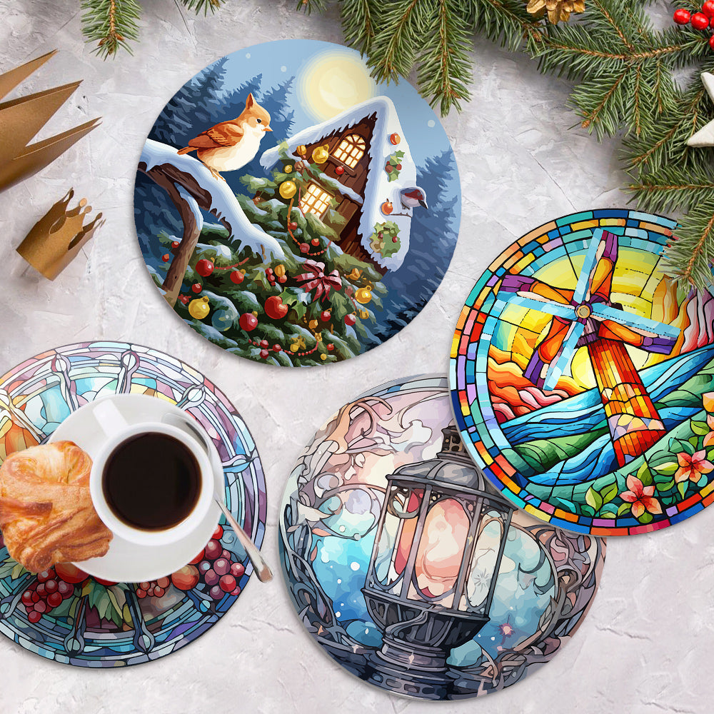 Peinture par numéros Sets de Table 20 cm (4 pièces) - Vacances et Nature