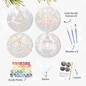 Peinture par numéros Sets de Table 20 cm (4 pièces) - Vacances et Nature