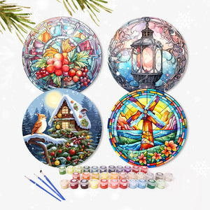 Peinture par numéros Sets de Table 20 cm (4 pièces) - Vacances et Nature