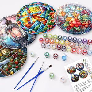 Peinture par numéros Sets de Table 20 cm (4 pièces) - Vacances et Nature