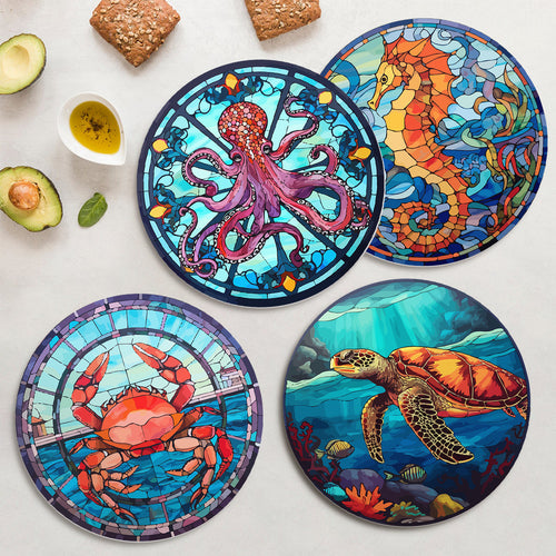 Peinture par numéros Sets de Table 20 cm (4 pièces) - Créatures de l'Océan