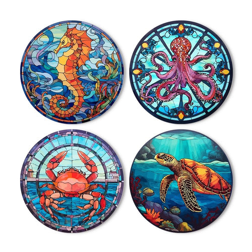 Peinture par numéros Sets de Table 20 cm (4 pièces) - Créatures de l'Océan