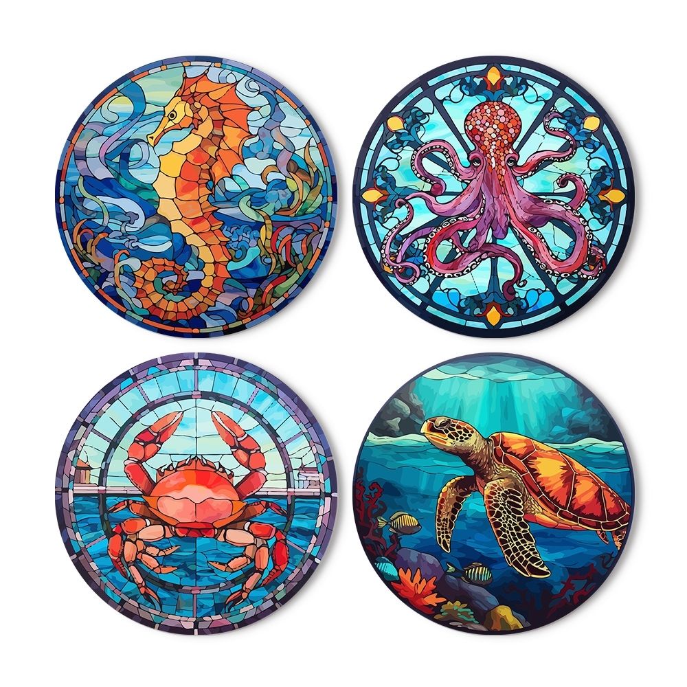 Peinture par numéros Sets de Table 20 cm (4 pièces) - Créatures de l'Océan