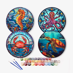 Peinture par numéros Sets de Table 20 cm (4 pièces) - Créatures de l'Océan