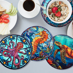 Peinture par numéros Sets de Table 20 cm (4 pièces) - Créatures de l'Océan