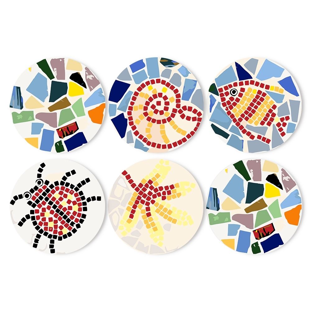 Peinture par numéros Sets de Table 20 cm (6 pièces) - Motif Géométrique Décoratif