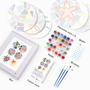Peinture par numéros Sets de Table 20 cm (6 pièces) - Motif Géométrique Décoratif
