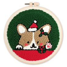 Charger l&#39;image dans la galerie, Punch Needle Chien et bonnet de Noël