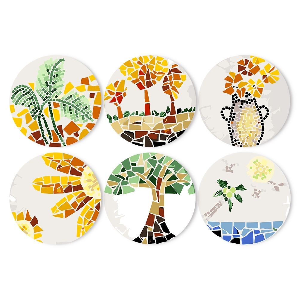 Peinture par numéros Sets de Table 20 cm (6 pièces) - Botanique et Nature