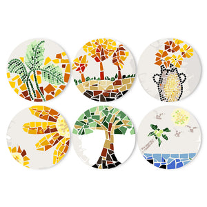 Peinture par numéros Sets de Table 20 cm (6 pièces) - Botanique et Nature