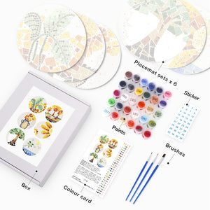 Peinture par numéros Sets de Table 20 cm (6 pièces) - Botanique et Nature