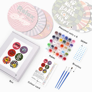 Peinture par numéros Sets de Table 20 cm (6 pièces) - Citation Motivante