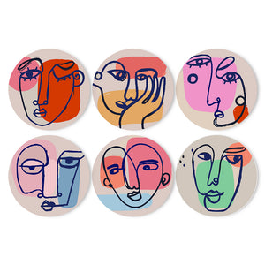 Peinture par numéros Sets de Table 20 cm (6 pièces) - Visage Abstrait Moderne