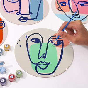 Peinture par numéros Sets de Table 20 cm (6 pièces) - Visage Abstrait Moderne