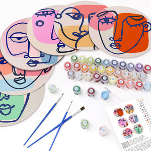 Peinture par numéros Sets de Table 20 cm (6 pièces) - Visage Abstrait Moderne