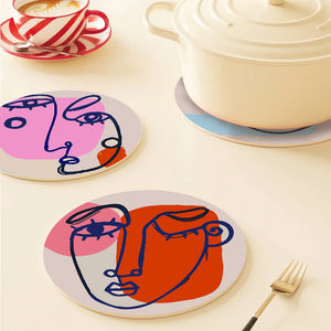 Peinture par numéros Sets de Table 20 cm (6 pièces) - Visage Abstrait Moderne