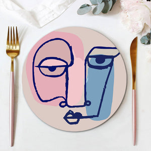 Peinture par numéros Sets de Table 20 cm (6 pièces) - Visage Abstrait Moderne