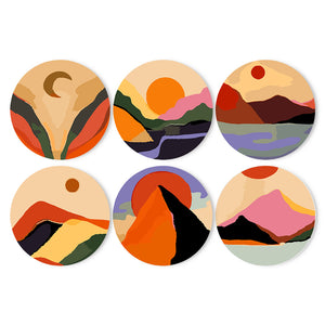 Peinture par numéros Sets de Table 20 cm (6 pièces) - Montagne Abstraite Moderne