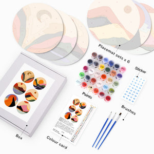 Peinture par numéros Sets de Table 20 cm (6 pièces) - Montagne Abstraite Moderne
