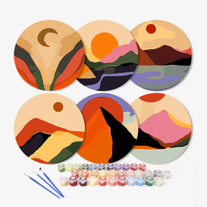 Peinture par numéros Sets de Table 20 cm (6 pièces) - Montagne Abstraite Moderne