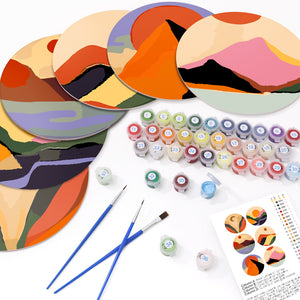 Peinture par numéros Sets de Table 20 cm (6 pièces) - Montagne Abstraite Moderne