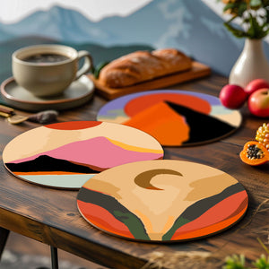 Peinture par numéros Sets de Table 20 cm (6 pièces) - Montagne Abstraite Moderne