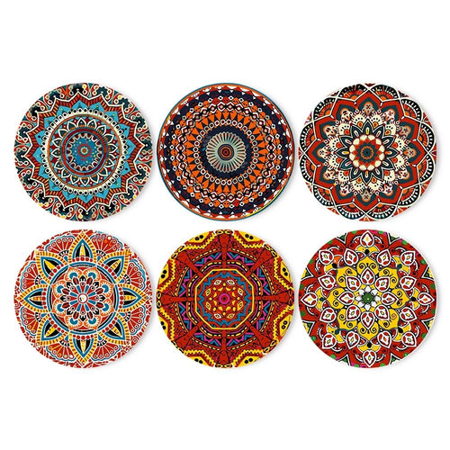 Peinture par numéros Sets de Table 20 cm (6 pièces) - Mandala Bohème Rond